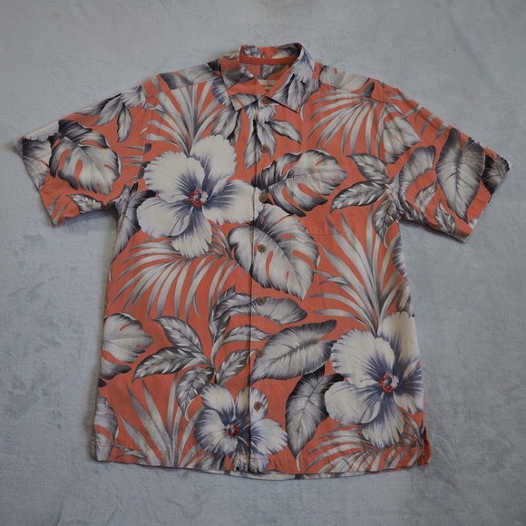 Tommy Bahama Sz S Floral Men’s Shirt Pattern Casual Button Down 100% Silk - Picture 1 of 12